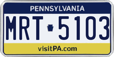 PA license plate MRT5103