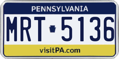 PA license plate MRT5136