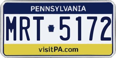 PA license plate MRT5172