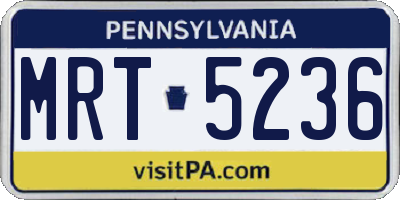 PA license plate MRT5236