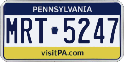PA license plate MRT5247