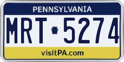 PA license plate MRT5274