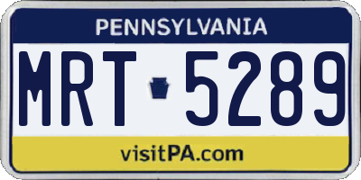 PA license plate MRT5289