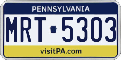 PA license plate MRT5303