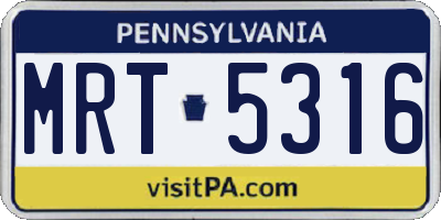 PA license plate MRT5316
