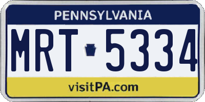 PA license plate MRT5334