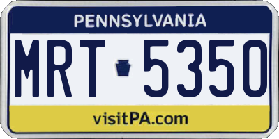 PA license plate MRT5350