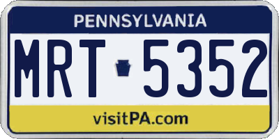 PA license plate MRT5352