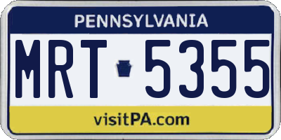PA license plate MRT5355