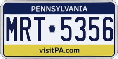 PA license plate MRT5356
