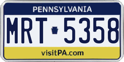 PA license plate MRT5358