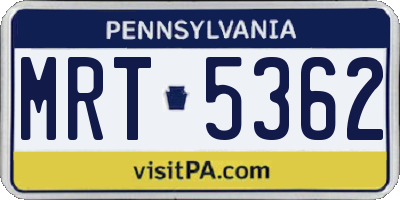 PA license plate MRT5362