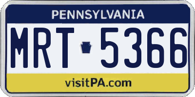 PA license plate MRT5366