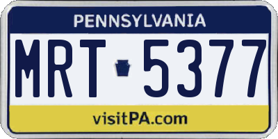 PA license plate MRT5377