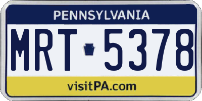 PA license plate MRT5378