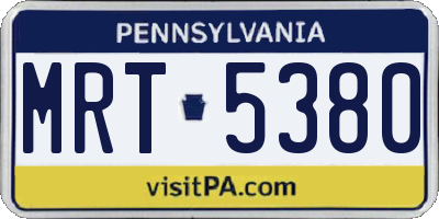 PA license plate MRT5380