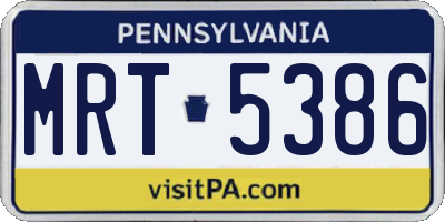 PA license plate MRT5386
