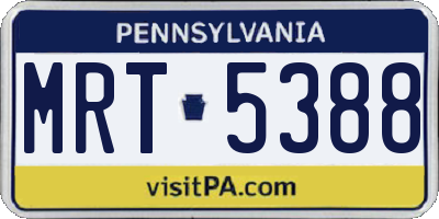 PA license plate MRT5388