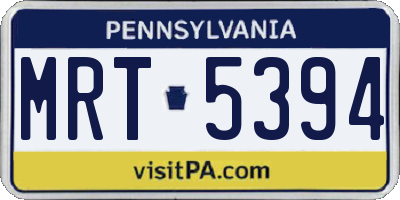 PA license plate MRT5394