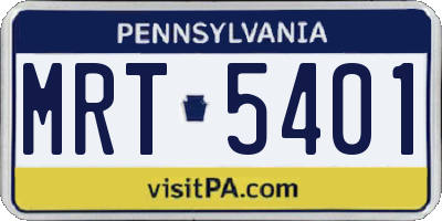 PA license plate MRT5401
