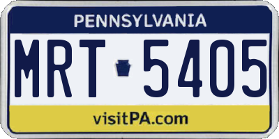 PA license plate MRT5405
