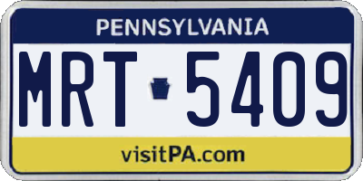 PA license plate MRT5409