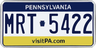PA license plate MRT5422