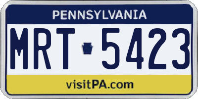 PA license plate MRT5423