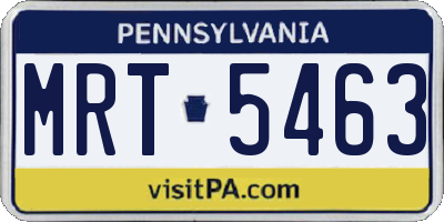 PA license plate MRT5463