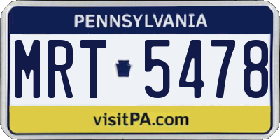 PA license plate MRT5478