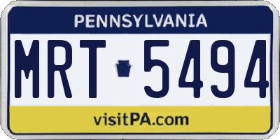 PA license plate MRT5494