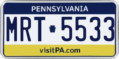 PA license plate MRT5533