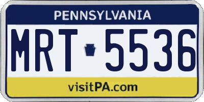 PA license plate MRT5536