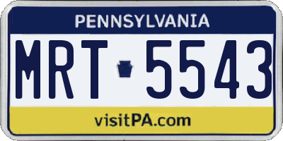 PA license plate MRT5543