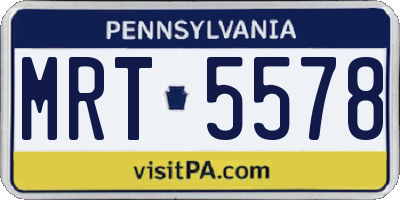 PA license plate MRT5578