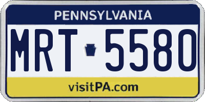 PA license plate MRT5580