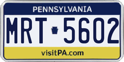 PA license plate MRT5602