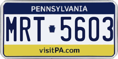 PA license plate MRT5603