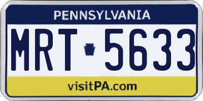 PA license plate MRT5633
