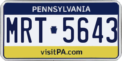 PA license plate MRT5643