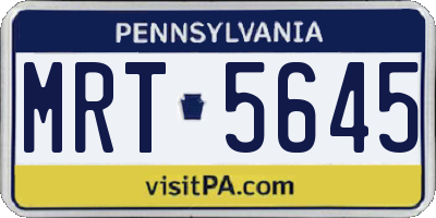 PA license plate MRT5645