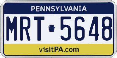 PA license plate MRT5648