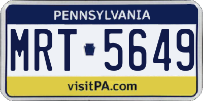 PA license plate MRT5649