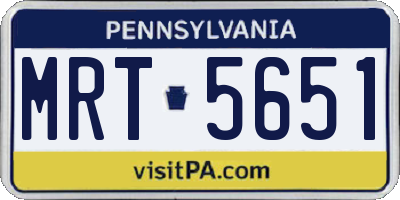 PA license plate MRT5651