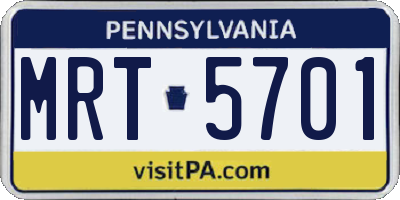 PA license plate MRT5701