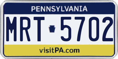 PA license plate MRT5702