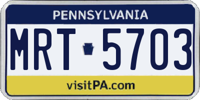 PA license plate MRT5703