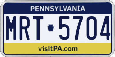 PA license plate MRT5704