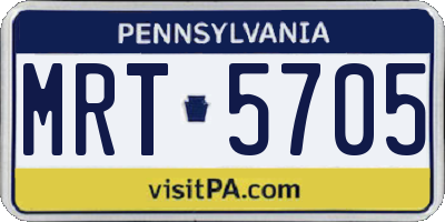 PA license plate MRT5705