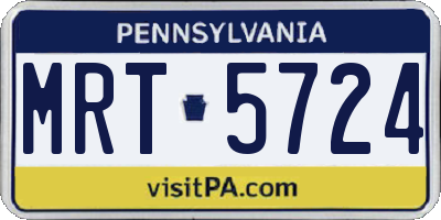 PA license plate MRT5724